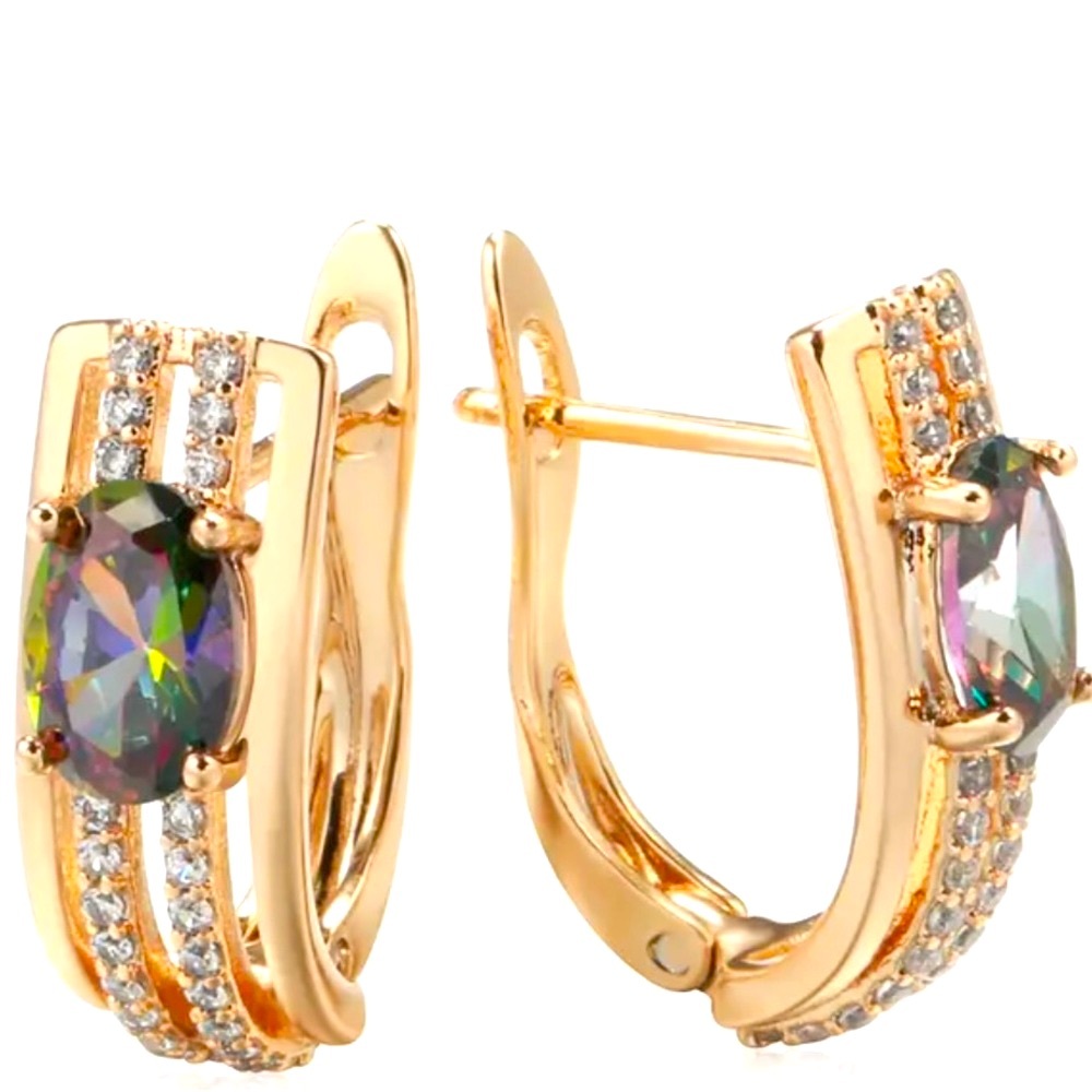 Stud Mystic Topaz Rose Gold Earrings View 2